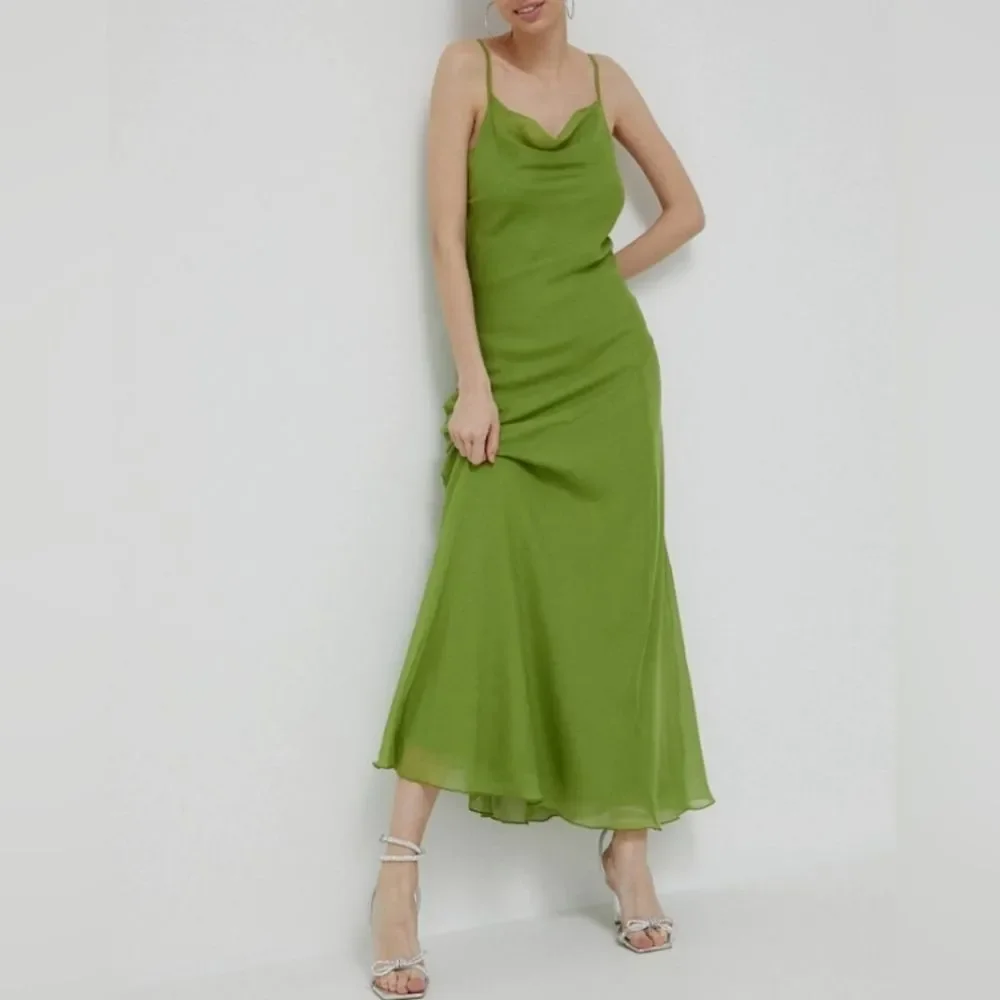 Abercrombie & Fitch Y2K Inspired Green Cowl Neck Slip Maxi Dress X-Small XS NWT